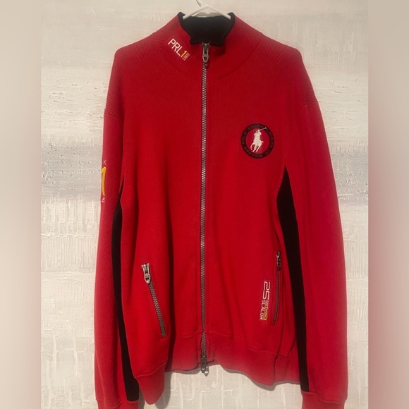 Polo Ralph Lauren Red PRL1 Canoe K1 Kayak Zip Front Knitted Jacket Men's XXL